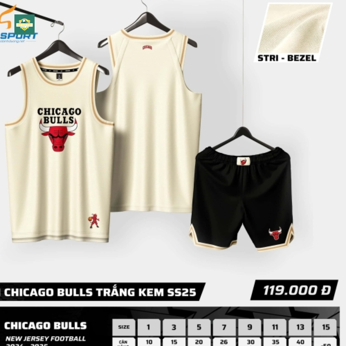 Bộ Quần Áo Bóng Rổ Strivend Trẻ Em Chicago Bulls Trắng