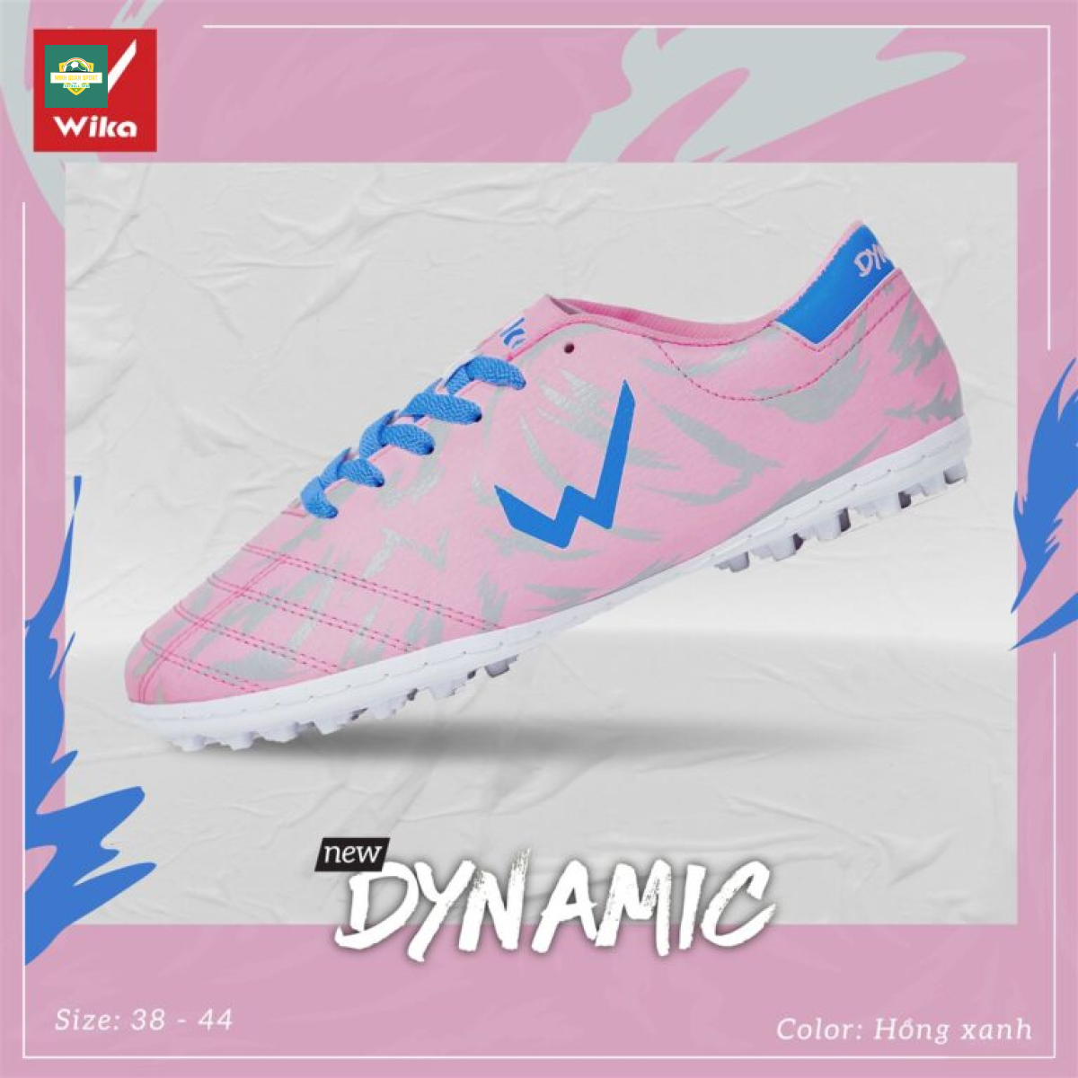 Giày đá bóng Wika Dynamic hồng xanh