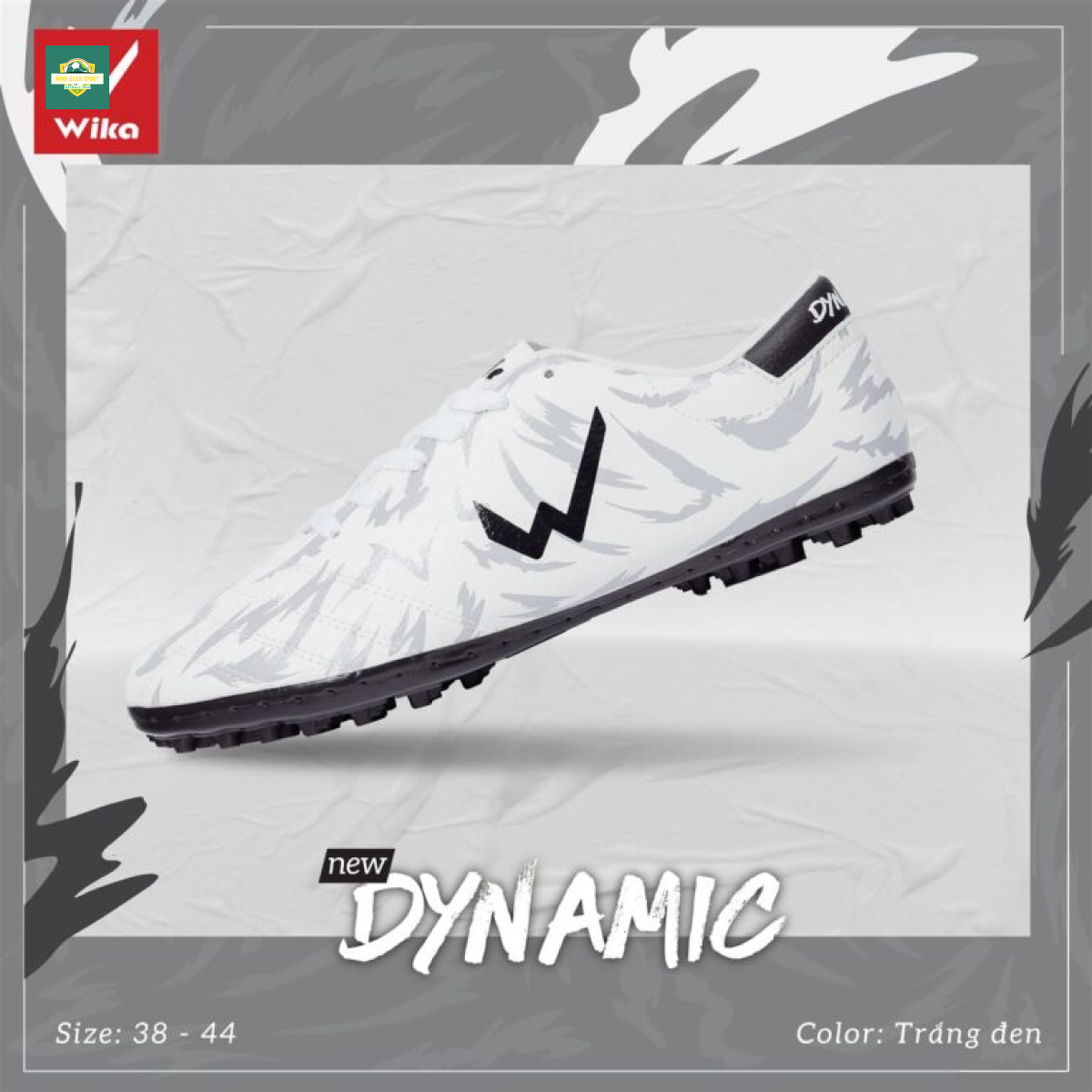 Giày đá bóng Wika Dynamic trắng đen