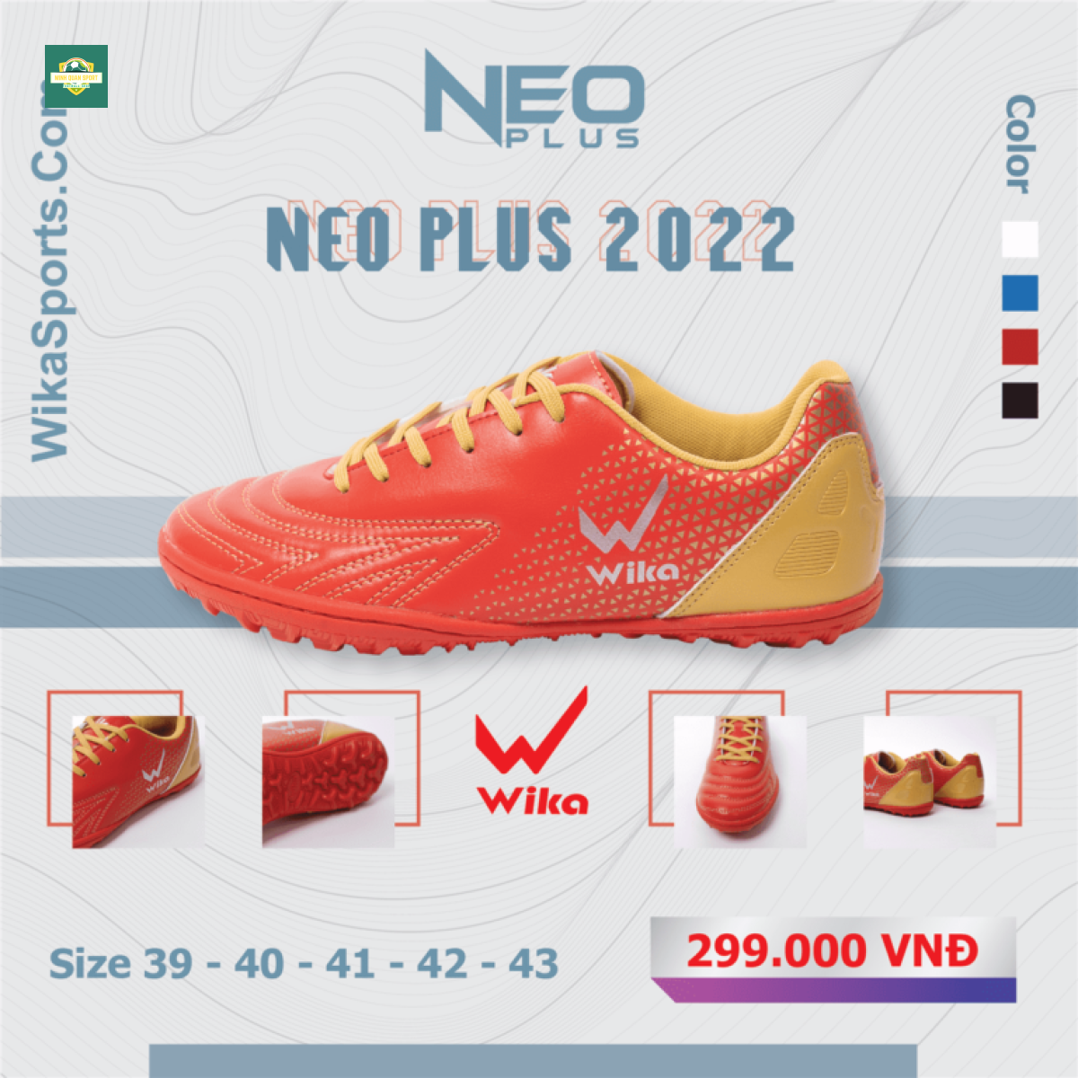 Giày đá bóng Wika NEO Plus đỏ