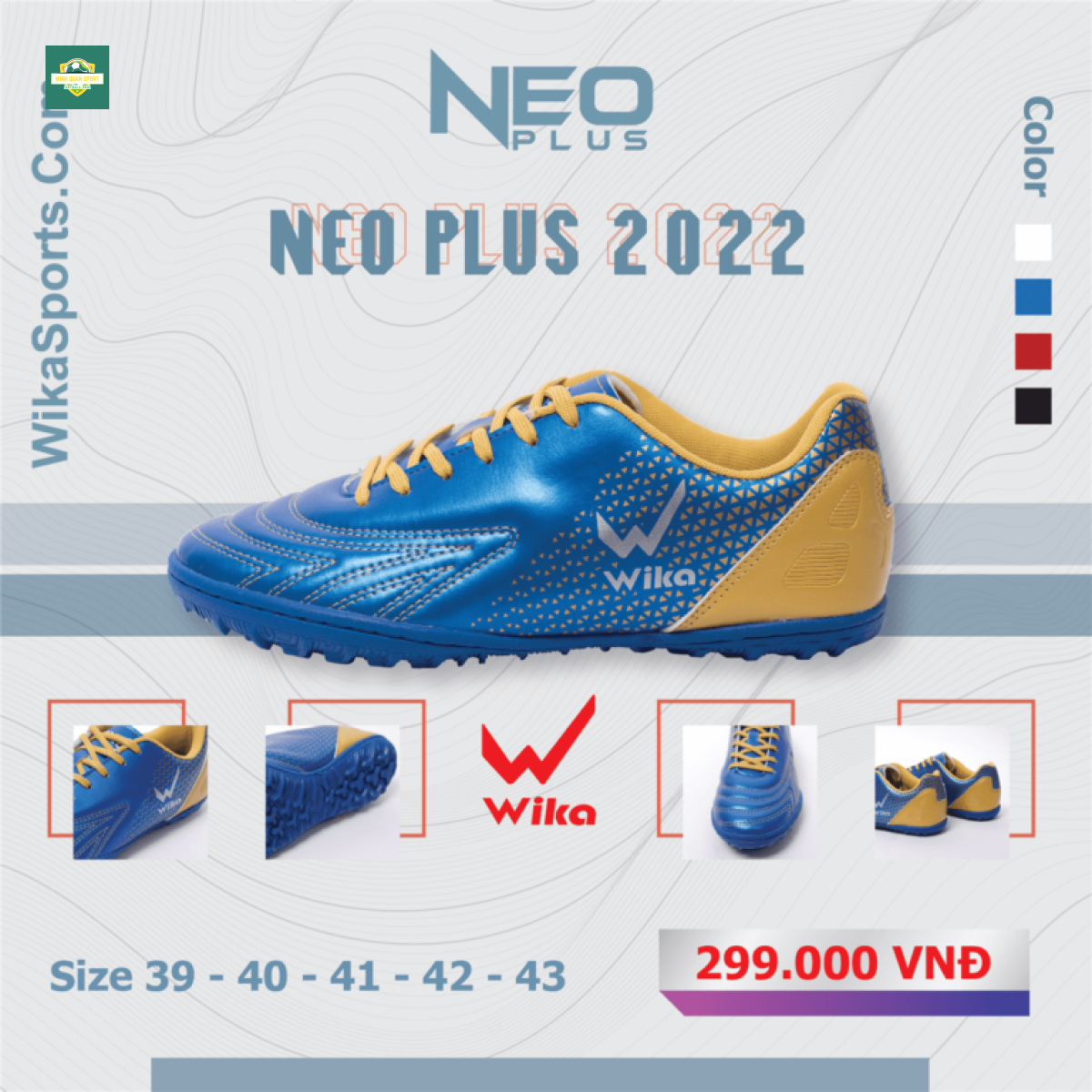 Giày đá bóng Wika NEO Plus xanh dương