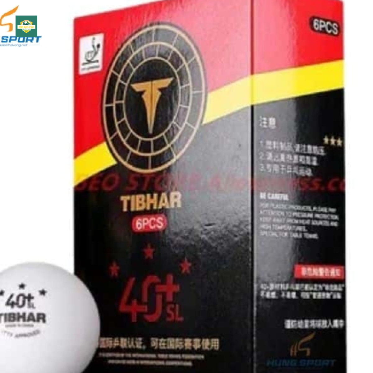 Quả Bóng Bàn Thi Đấu Tibhar 40+ (Hộp 6 quả) Chính hãng