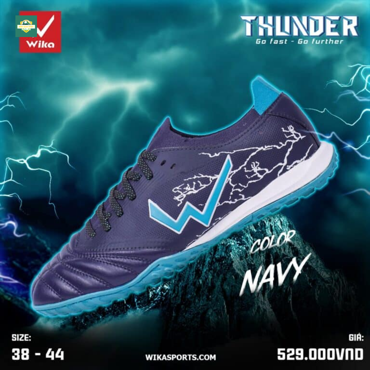 Giày đá bóng Wika Thunder màu navy