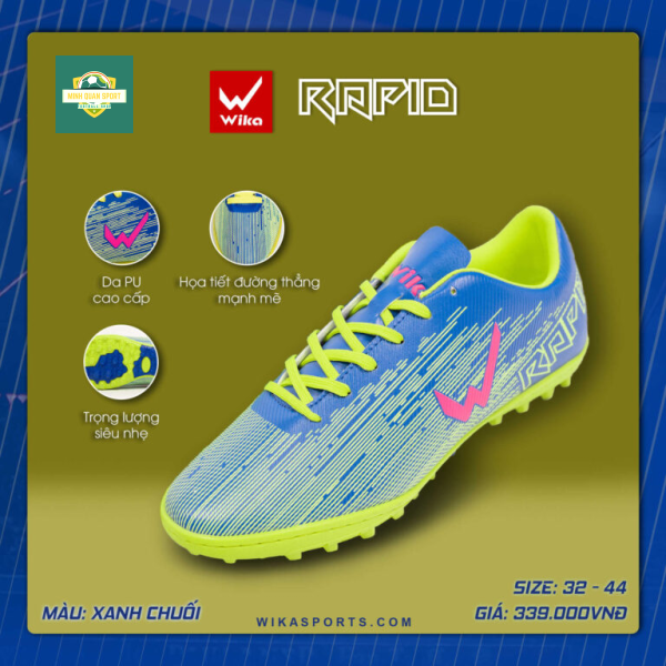 Giày đá bóng Wika Rapid xanh chuối
