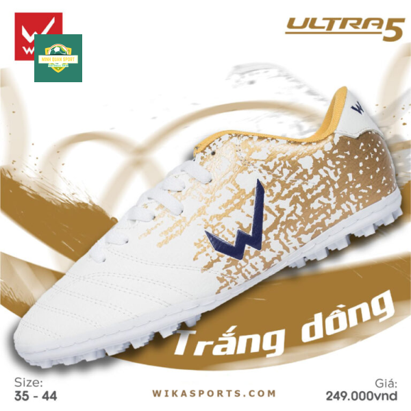 Giày đá bóng Wika Ultra 5 màu trắng đồng