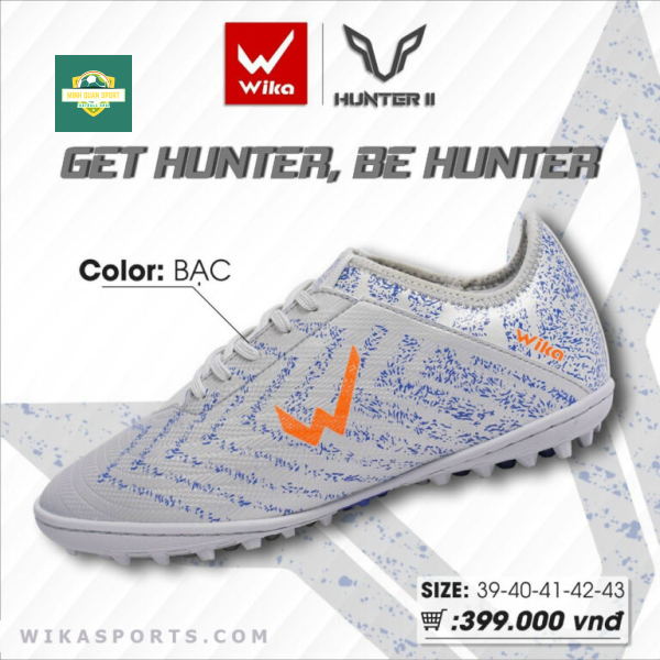 Giày đá bóng Wika Hunter II bạc (New)