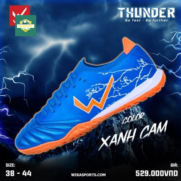 Giày đá bóng Wika Thunder màu xanh cam